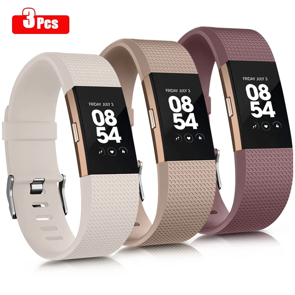 

3 Pack TPU Bands For Fitbit Charge 2 Strap Bracelet Watchband For Fitbit Charge 2 Band Soft TPU Wristband Replacement Accessory