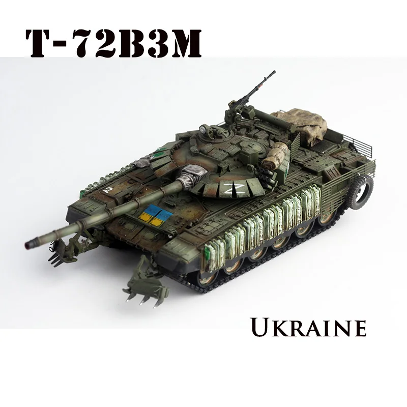 

88MODEL 1/72 Scale Ukraine T-72B3M T72 Tank Resin Model Battle Damage Version Combat Track Type Classics Adult Gift Display