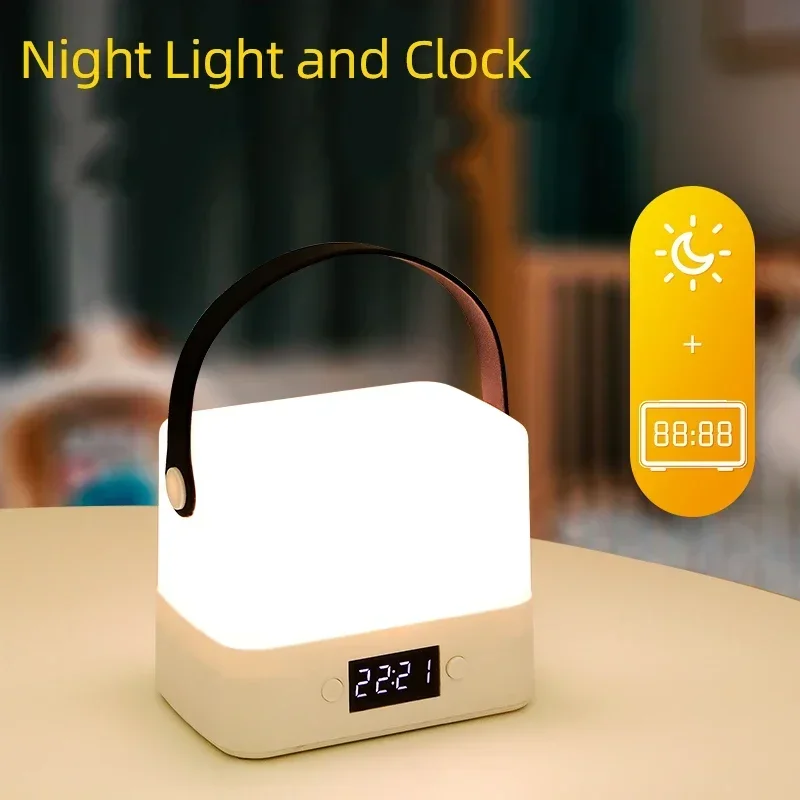 Xiaomi Changing Night Light Remote Control Touch Dimmable Lamp Portable Table Bedside Lamps USB Rechargeable Night Lamp Clock