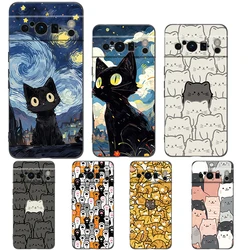 Cat-Printed Phone Case For Google pixel 9 8 7 6 Pro 8A 6A 7A 5G Silicone Shockproof Black Cover Fundas