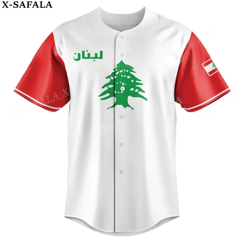남성용 3D 프린트 야구 저지 셔츠, 러브 컨트리 국기 코트, 레바논 티셔츠, 오버사이즈 스트리트웨어 저지-1 