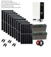 Solar Panel Kit 5000W 220v Single Phrase Lithium Lifepo4 Battery 25.6V 120AH Growatt UPS Hybrid Inverte Off Grid System 4HP Home