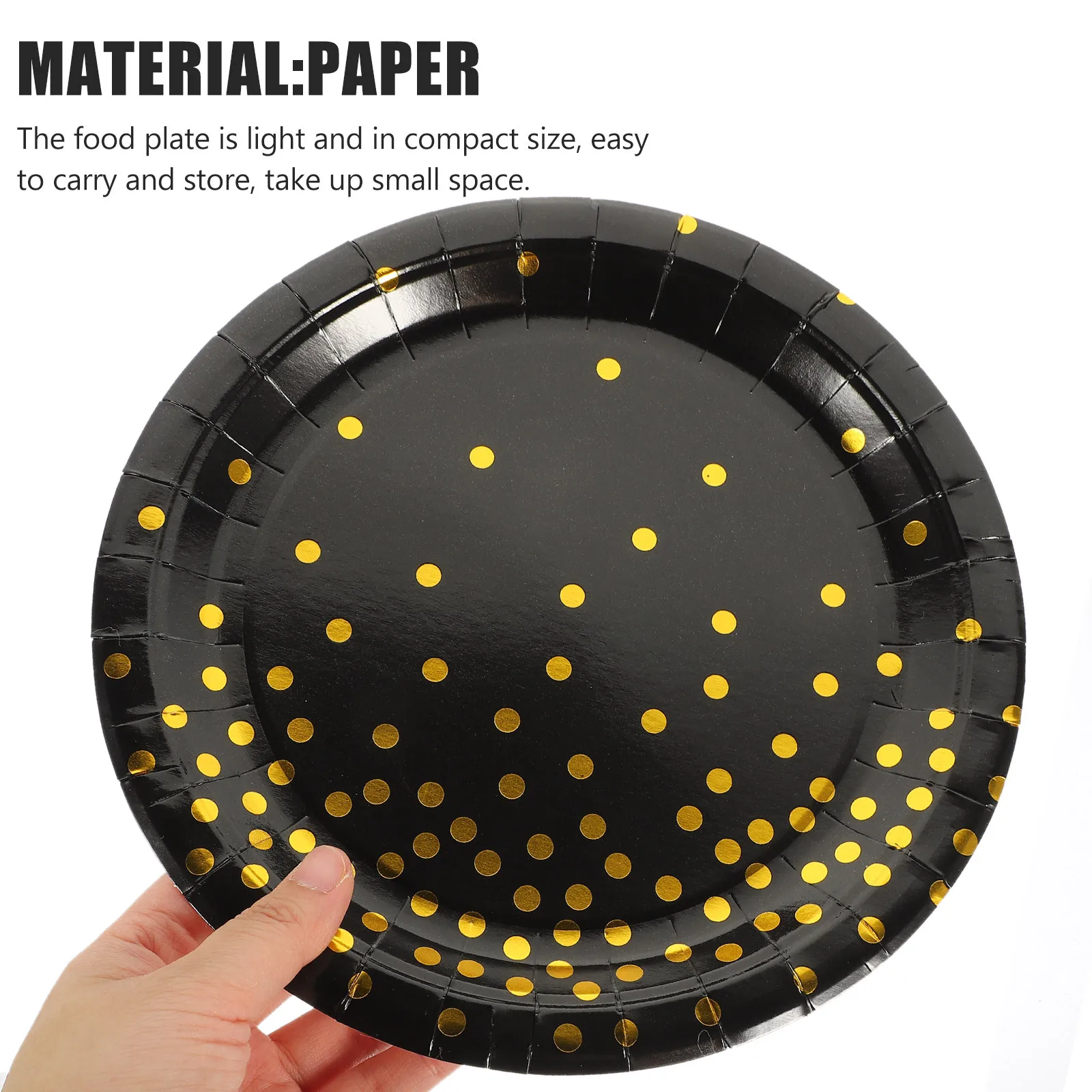 

16Pcs Black Paper Plates Solid Color Disposable Tableware Party Supplies 9inch Sturdy Cake Plate for Birthdays Weddings