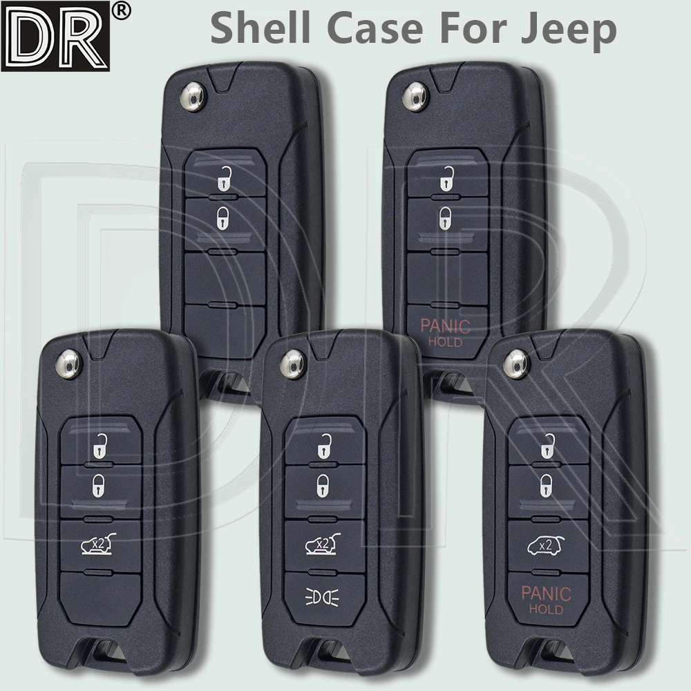

Сменный флип-чехол для дистанционного ключа автомобиля DR для Jeep Wrangler Renegade Compass Patriot Liberty Fiat Dodge 500X 2015-2018