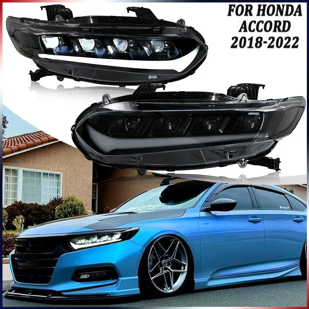 

1 пара светодиодных фар для проектора, подходят для Honda Accord 2018-2022, передние фары в сборе, аксессуары для фар DRL