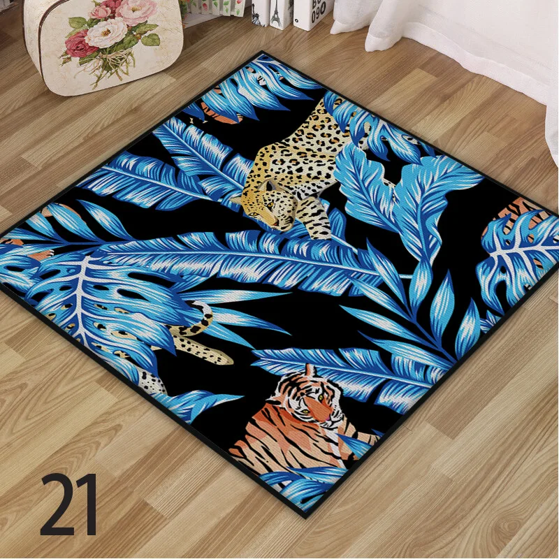 Jungle Leopard Printed Mat American Wild Animal Square Rug Living Room Decorative Carpet Absorbent Non-slip Bathroom Doormat