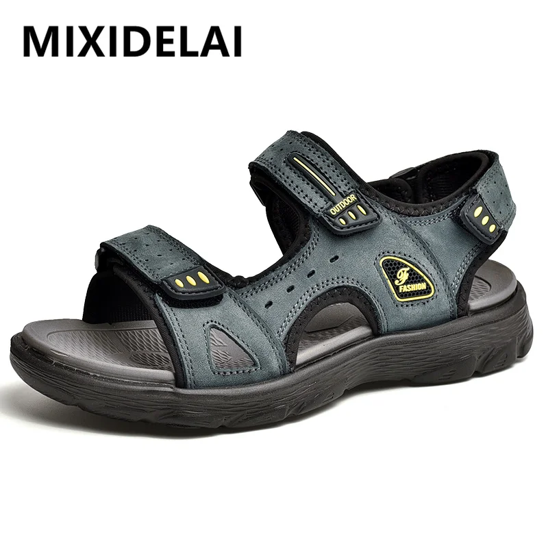 New Summer Men Genuine Leather Sandals Classic Casual Shoes Men Outdoor Beach Sandals Roman Summer Men\'s Water Shoes Size 38-46