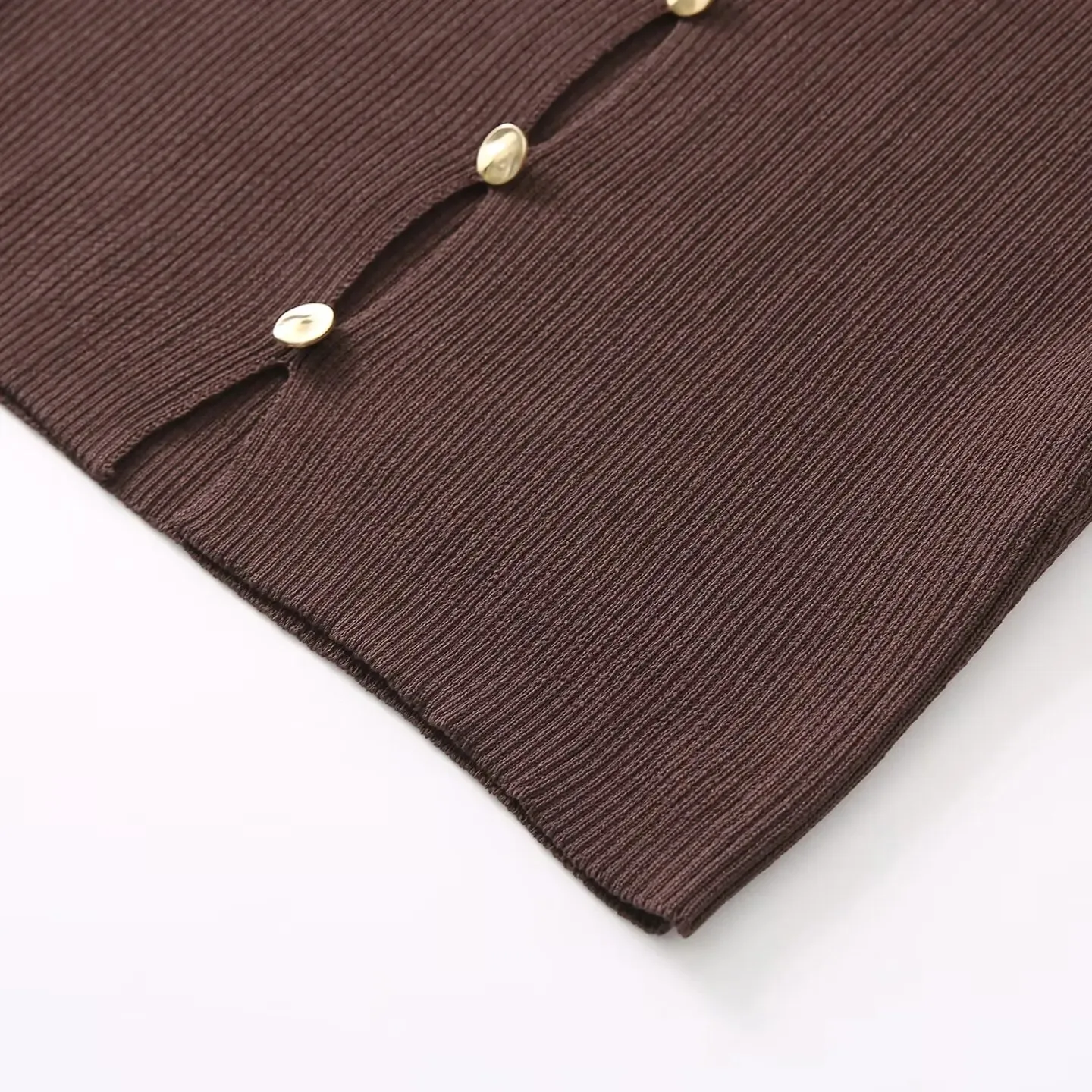 เสื้อกั๊กถักไหมพรมผู้หญิงแฟชั่นฤดูใบไม้ร่วง คอทรงกลม กระดุมโลหะ ทรงเข้ารูป ดีไซน์โปร่ง สวยสง่า สไตล์ลำลอง