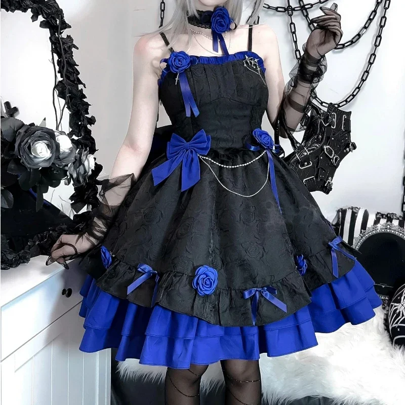 

Victorian Lolita Dress Gothic Japanese Style Elegant Rose Flower Bow Dresses Harajuku Punk Y2k Cosplay Costumes Lolita Clothing