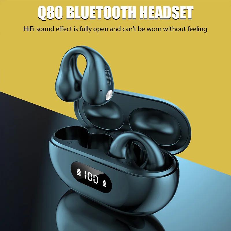 

YP TWS-Q80 Wireless Headphones Sound Conduction HiFi Earphones Sports Earbuds Bluetooth 5.3 Headset with Mic Noise Reduction