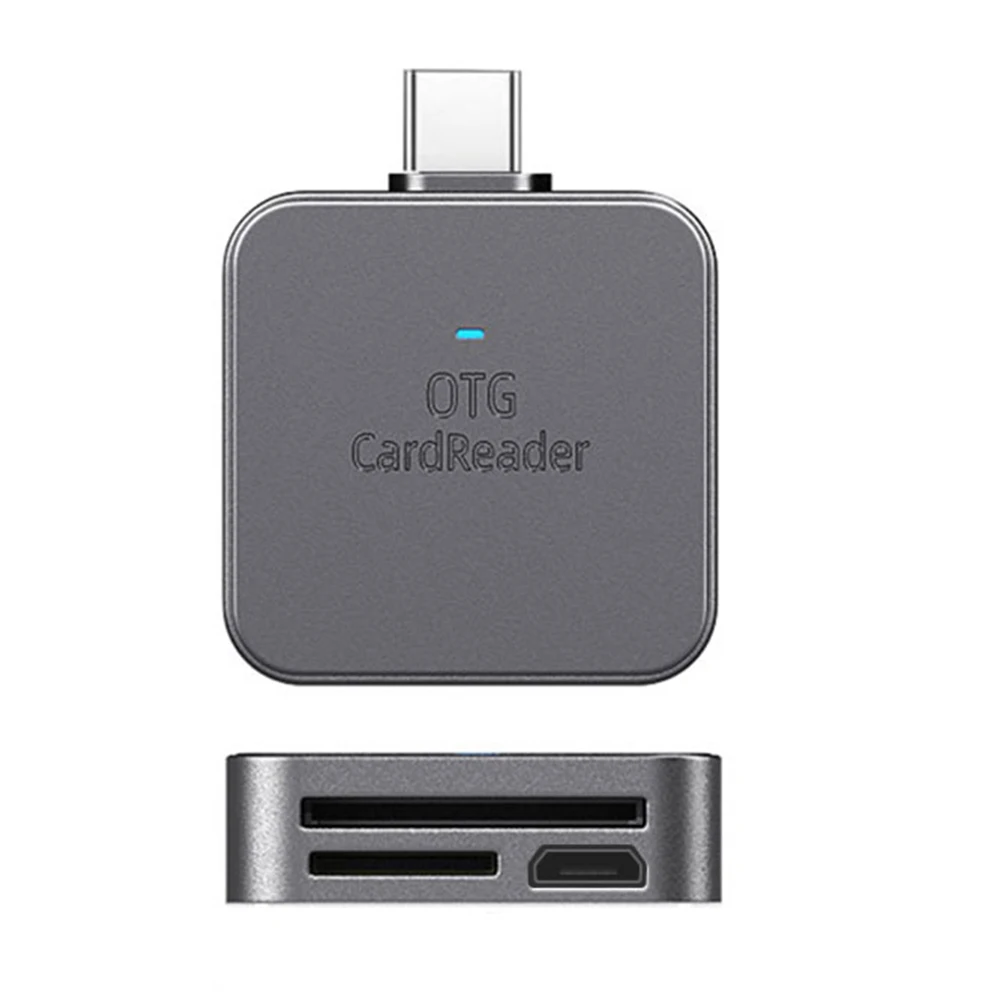 

2-in-1 for SD TF Card Reader Portable Mobile Phone External Card Reader Data Converter for iPhone Micro Type-C Phone Tablet