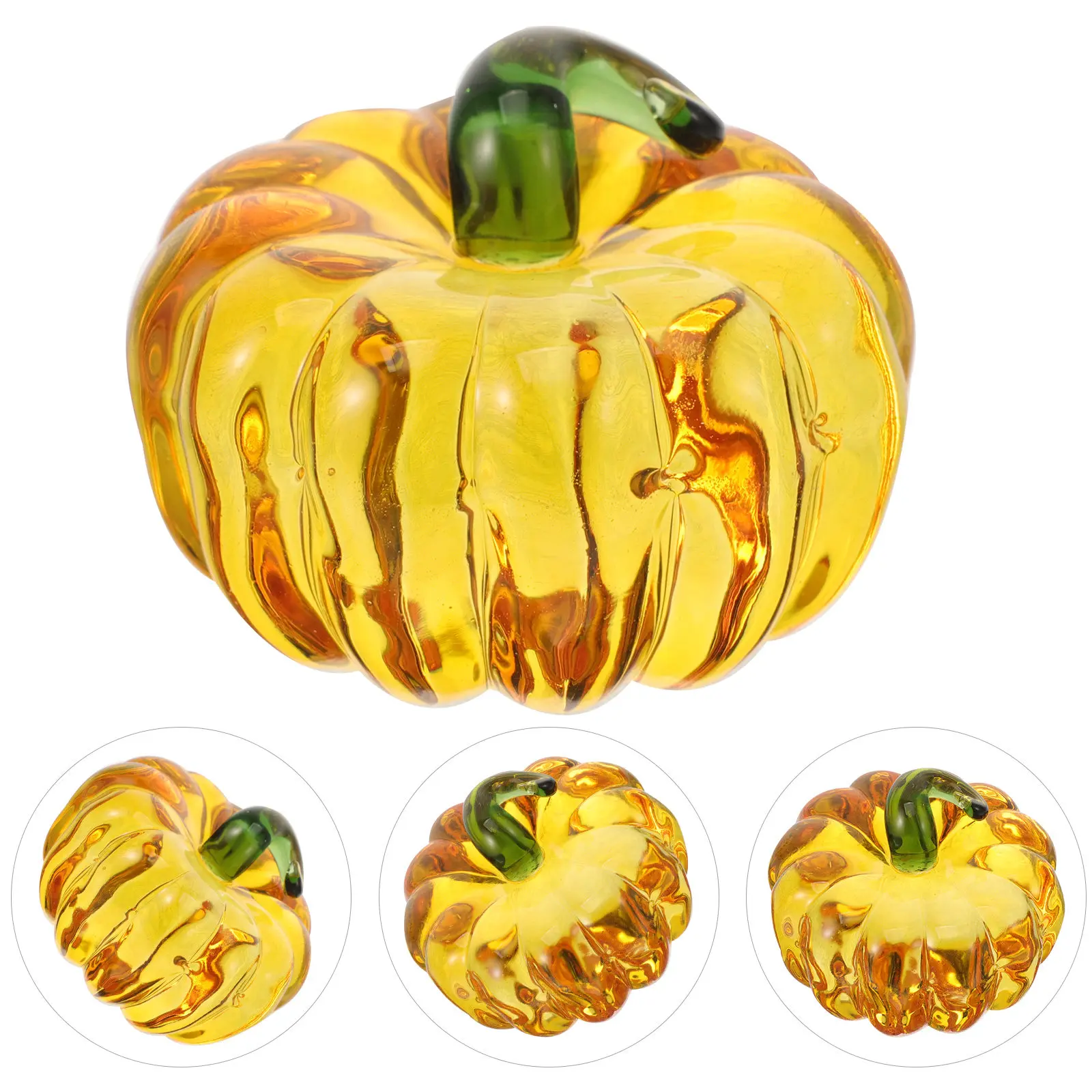 Glass Pumpkin Halloween Decor – Handcrafted Table Accent for Home, Living Room, Coffee Shop & Party