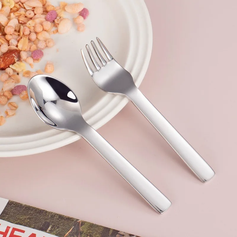 

1Pc Baby Feeding Tableware Stainless Steel Children Utensil Toddler Dinnerware Cutlery Cartoon Infant Food Feeding Spoon Fork
