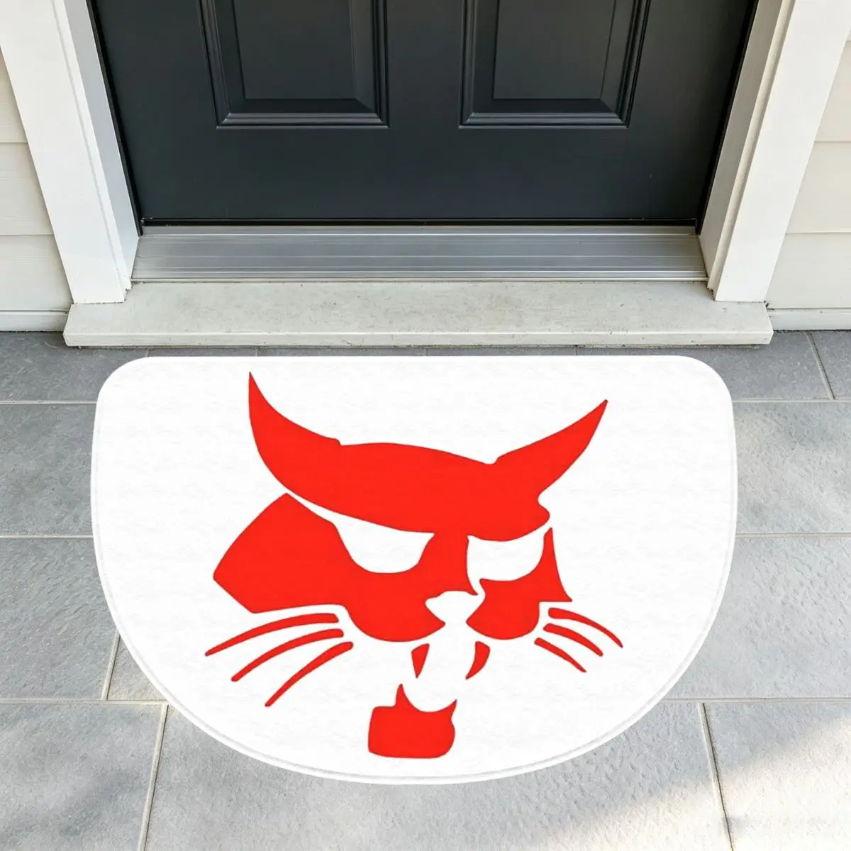 Bobcat Logo Soft Flannel Half Round Doormat Non Slip Bathroom Mat Absorbent Floor Carpet for Home Bedroom