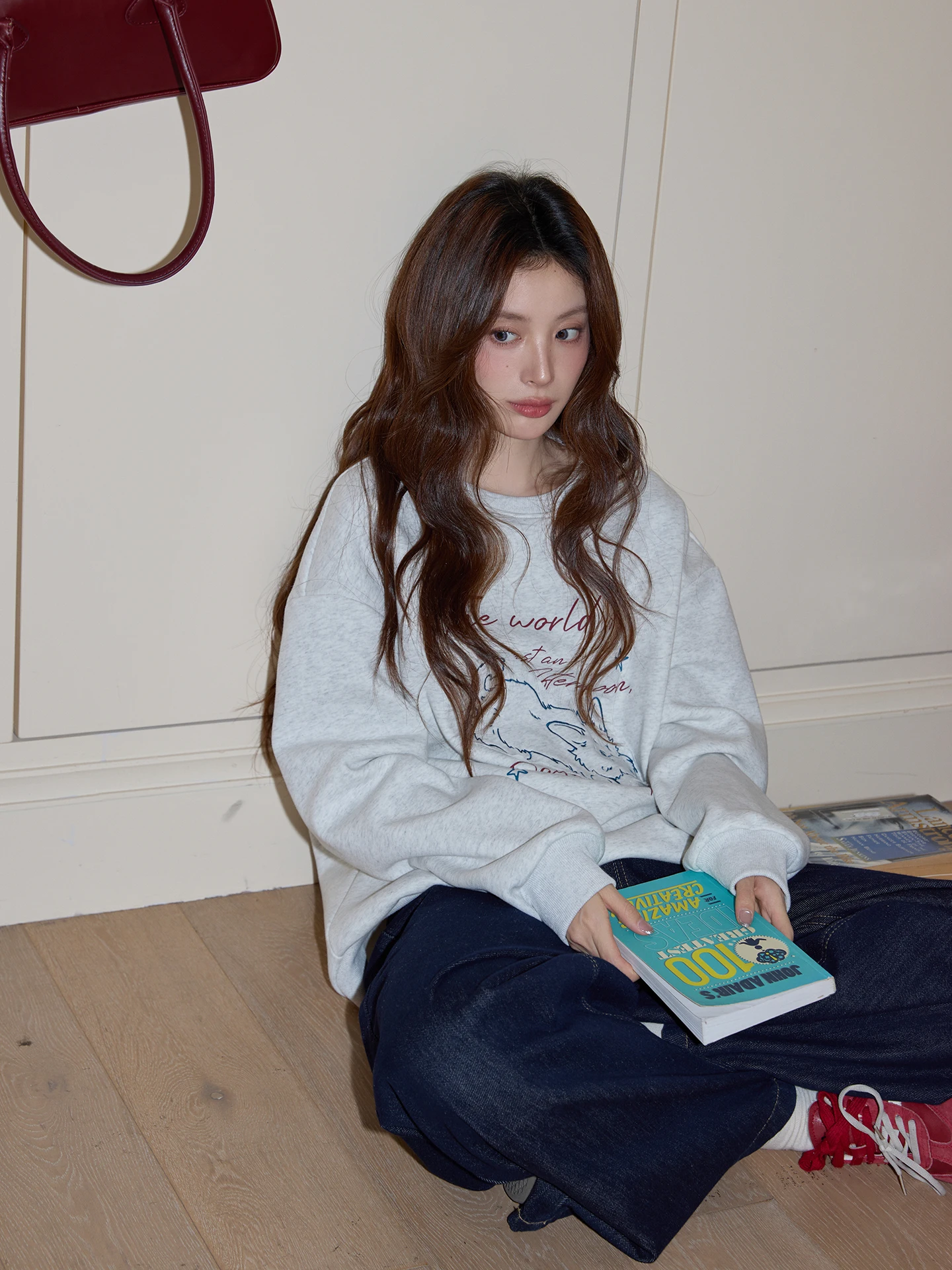 

Женская толстовка с круглым вырезом и принтом, свободного кроя, с длинными рукавами, оверсайз, удобная, зимняя, повседневная, от Cha Cha Home