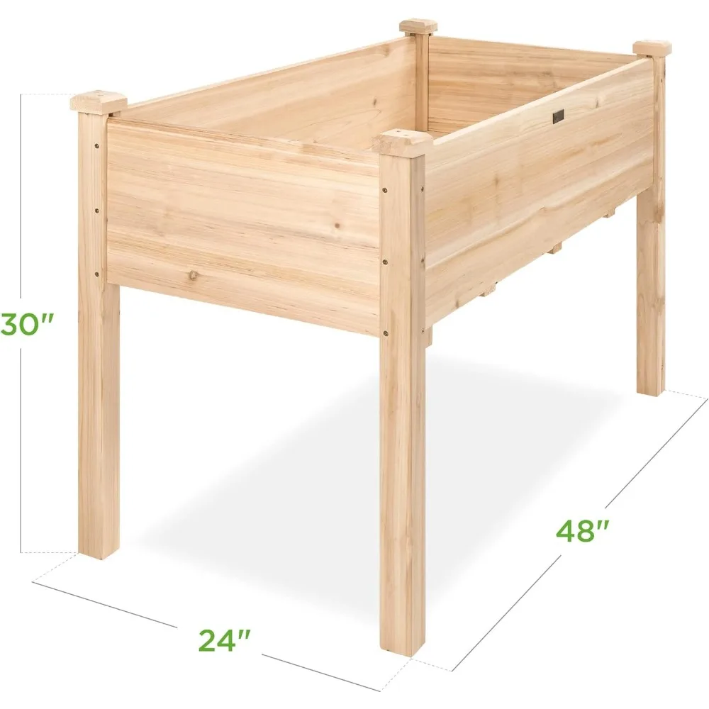 Imagem -02 - Cama de Jardim Elevada de 48x24x30 Pol. Suporte de Caixa de Plantador de Madeira Elevada para Quintal Pátio Varanda com Forro de Cama Capacidade de 200 lb