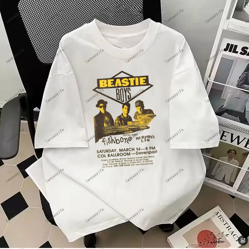 Camiseta Men Beastie Boys T-Shirt American Hip Hop Group Harajuku Cotton Short Sleeve Tee Streetwear Oversized Top Unisex Casual