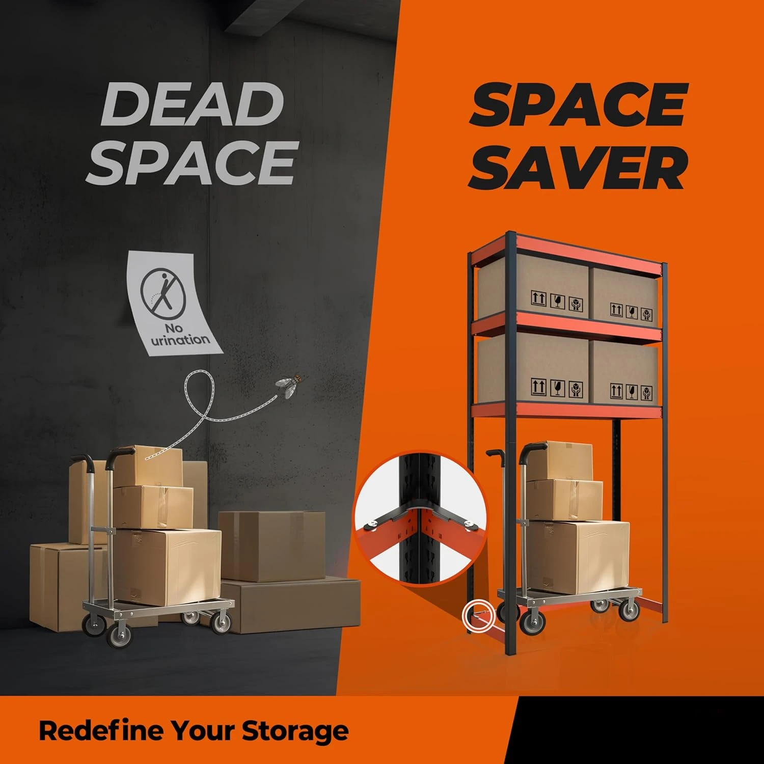 5 camadas de laranja preto 36,2 polegadas de largura x 16,5 polegadas de profundidade x 71,3 polegadas de altura armário de estantes de metal prensado 3 pacotes