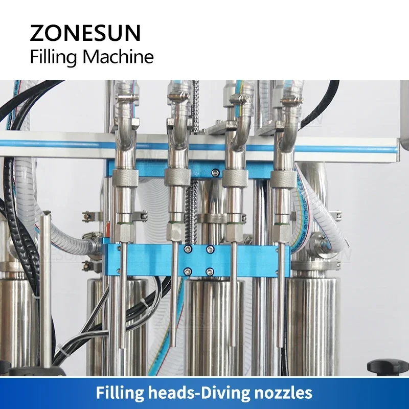 ZONESUN ZS-SV4HS máquina de llenado de líquidos automática 4 cabezales Servo bomba de pistón jugo bebida botella cosmética cuantitativa
