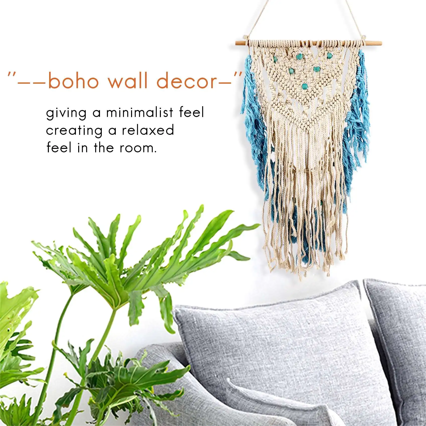 Wall Hanging Macrame Curtain Bohemian Hand Woven Tapestry Perfect Door Curtain Macrame For Bedroom Decoration 45 X 75Cm
