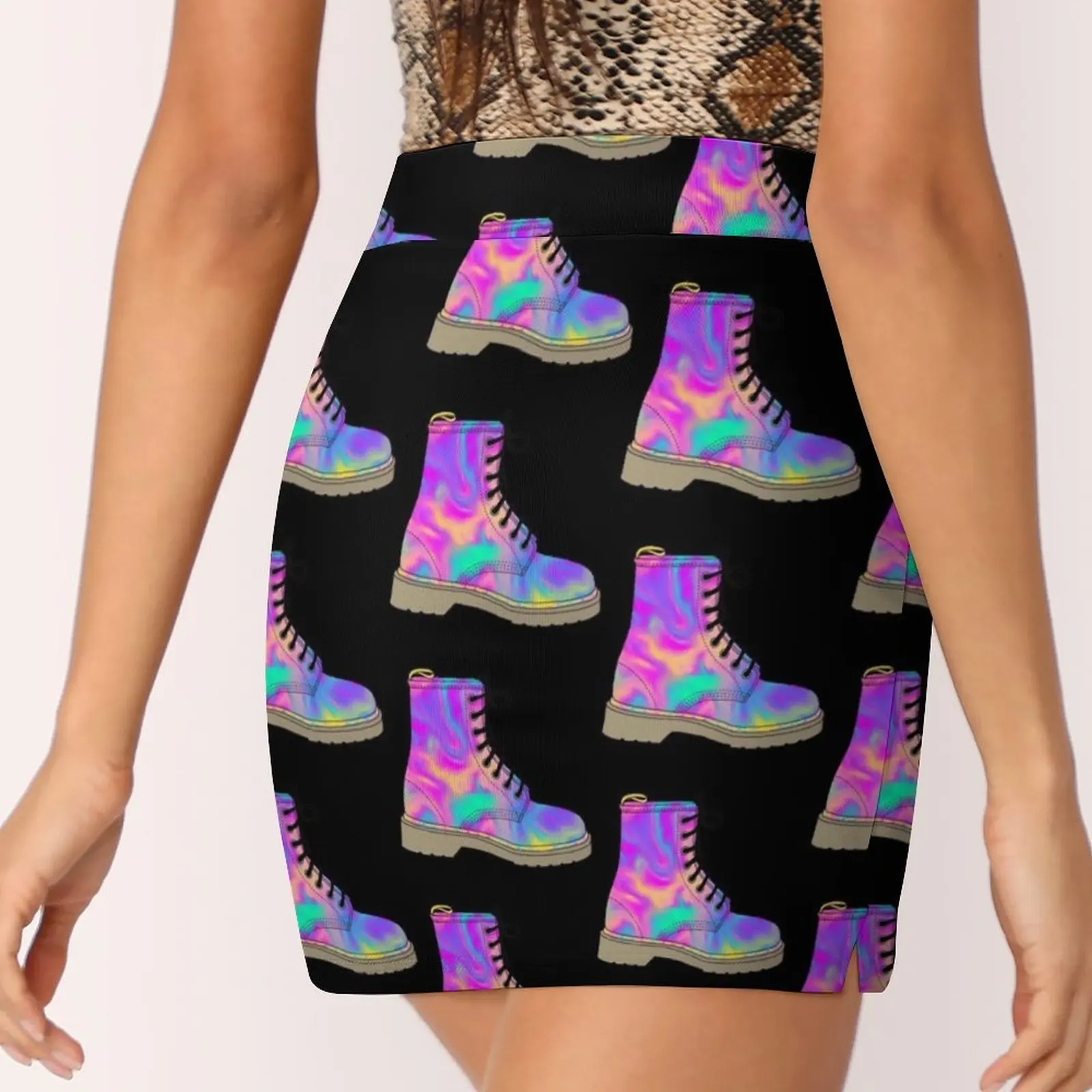 Swirly Neon Docs Mini Skirt korean clothes ladies Skort for women womens clothing