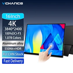 VCHANCE 16 inch 4K UHD draagbare touchscreen monitor 100% DCI-P3 HDR uitbreiden Office Movie Display voor pc laptop telefoon XBox Switch