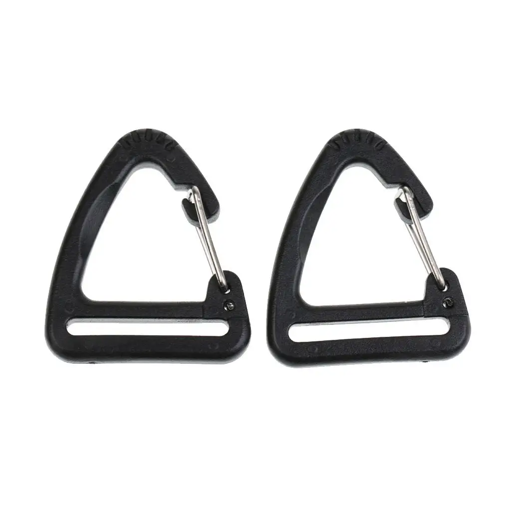 Black Triangle Carabiner Clip Snap Hook Plastic Steel Buckle Webbing Connector for Backpack Straps