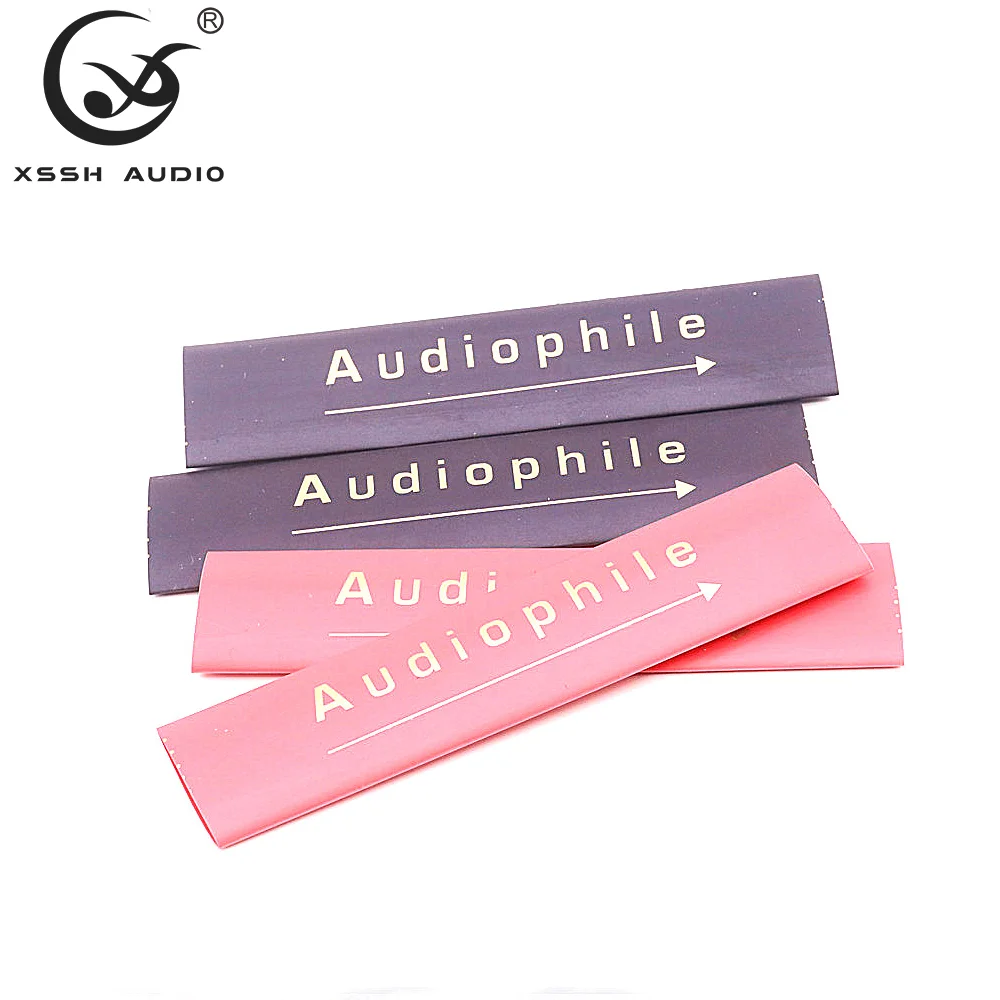 20 Stück 8mm 13mm Durchmesser Rot Schwarz XSSH Audio YIVO PVC Code Goldfarbener Aufdruck Logo Pfeile Wärmeschrumpfender Silikon-Gummi-Schlauch – Detail 2