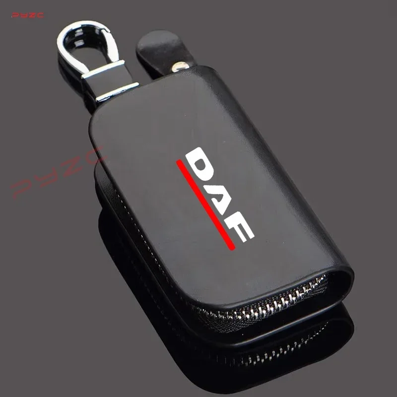 

fFor DAF XF 95 105 CF LF VANF ashion Vintage Genuine Leather Wallet Key Holder Housekeeper Keys Organizer Auto Accessories