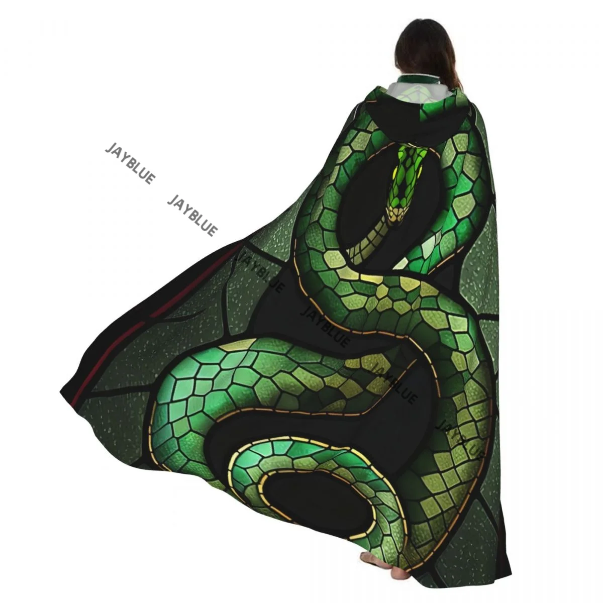 

Витражный стиль с плащом со змеиным капюшоном, полиэстер, унисекс, накидка ведьмы, аксессуар для костюма