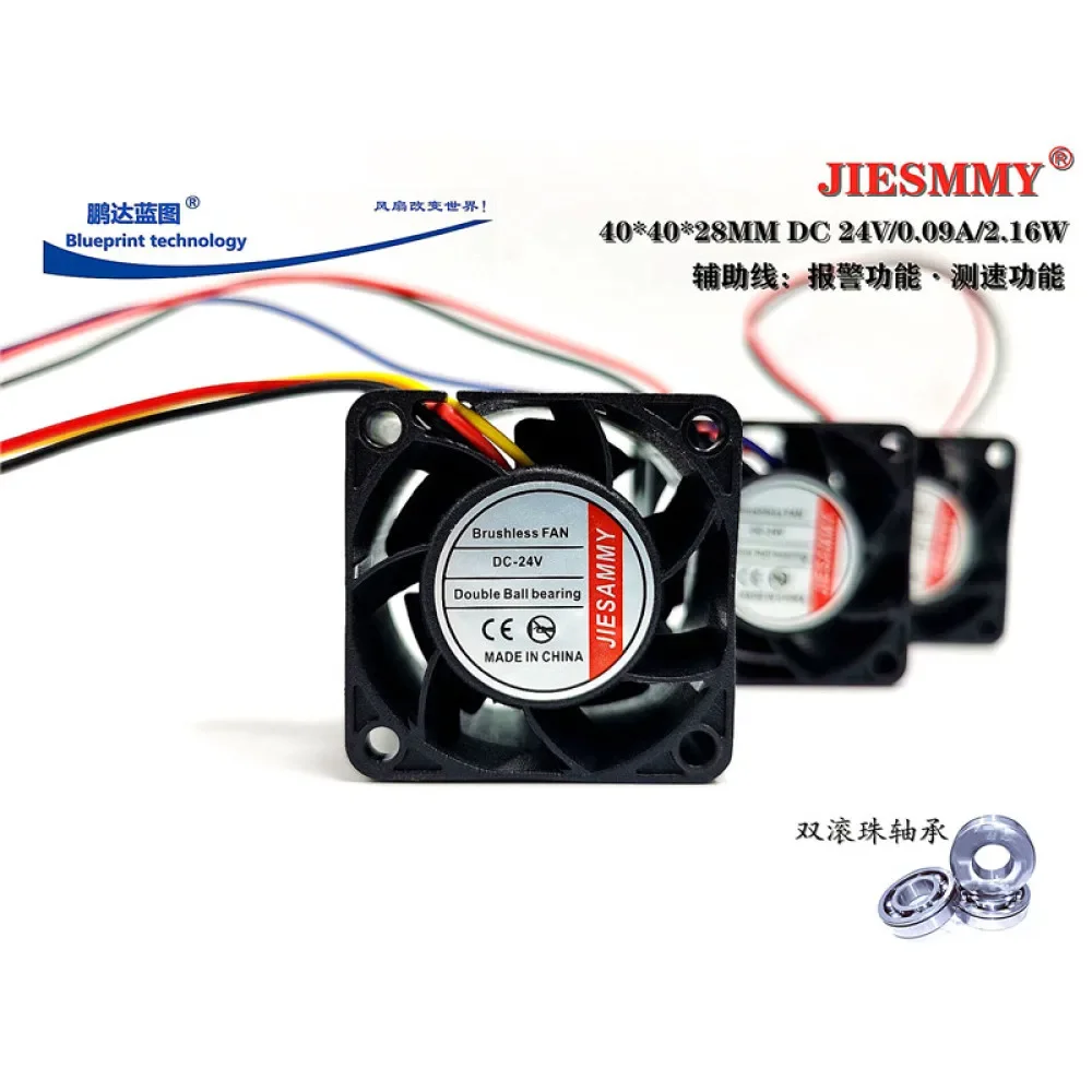 

Заводской новый JIESAMMY 4028 4 см двойной шар 24 В 0,09 А функция измерения скорости сигнализации с переменной частотой охлаждающий вентилятор 40*40*28 мм
