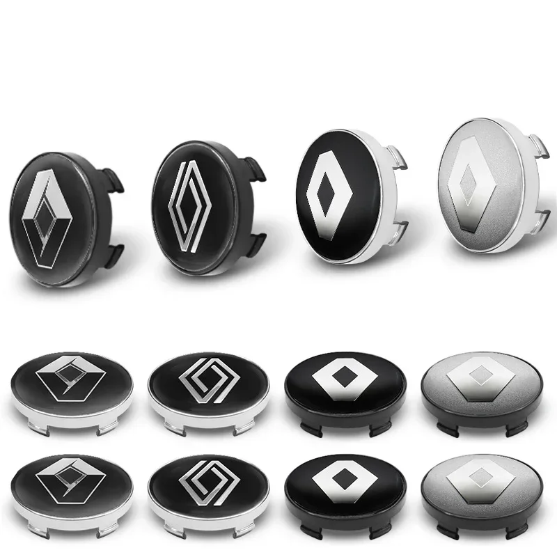 Centre de roue de voiture, 4 pièces, 56mm + 60mm, capuchons de moyeu, couvercle de jante, accessoires autocollants pour Renault Megane 2 3 Clio 4 Duster Logan Captur Kadjar