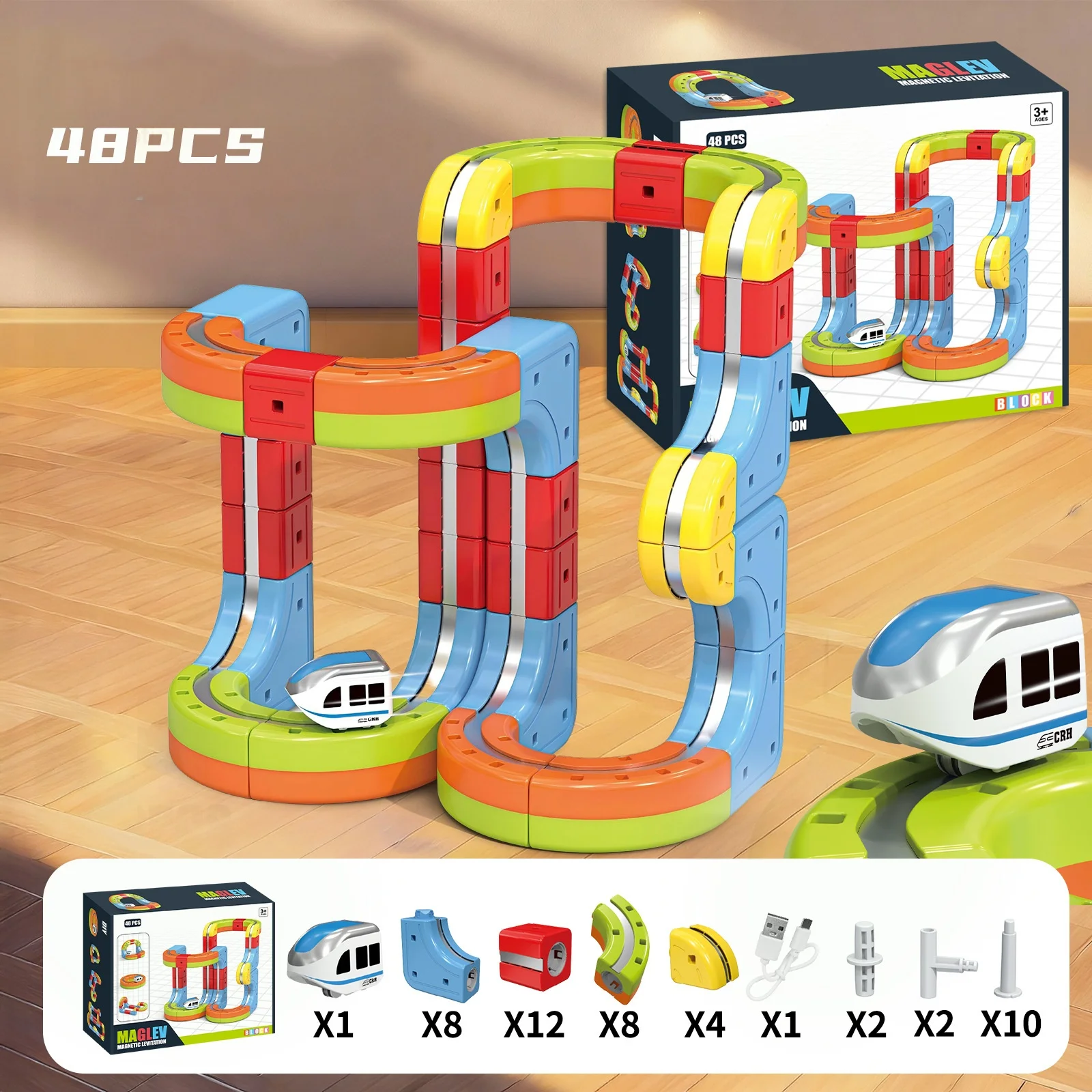 ชุดรางรถไฟ 3 มิติ แบบยืดหยุ่น ท้าทายแรงโน้มถ่วง พร้อมรถไฟไฟฟ้า ชุดประกอบรถยนต์มอเตอร์ ของเล่นเสริมสร้างทักษะ STEM สุดสร้างสรรค์