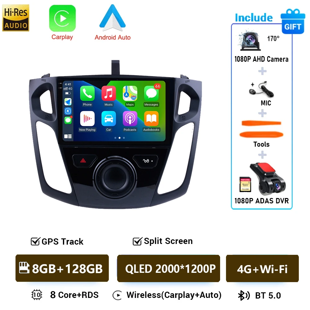 Draadloze CarPlay voor Apple Android Auto Radio GPS voor Ford Focus 3 MK3 2010 2011 2012 2013 2014-2019 multimedia RDS 4G WiFi
