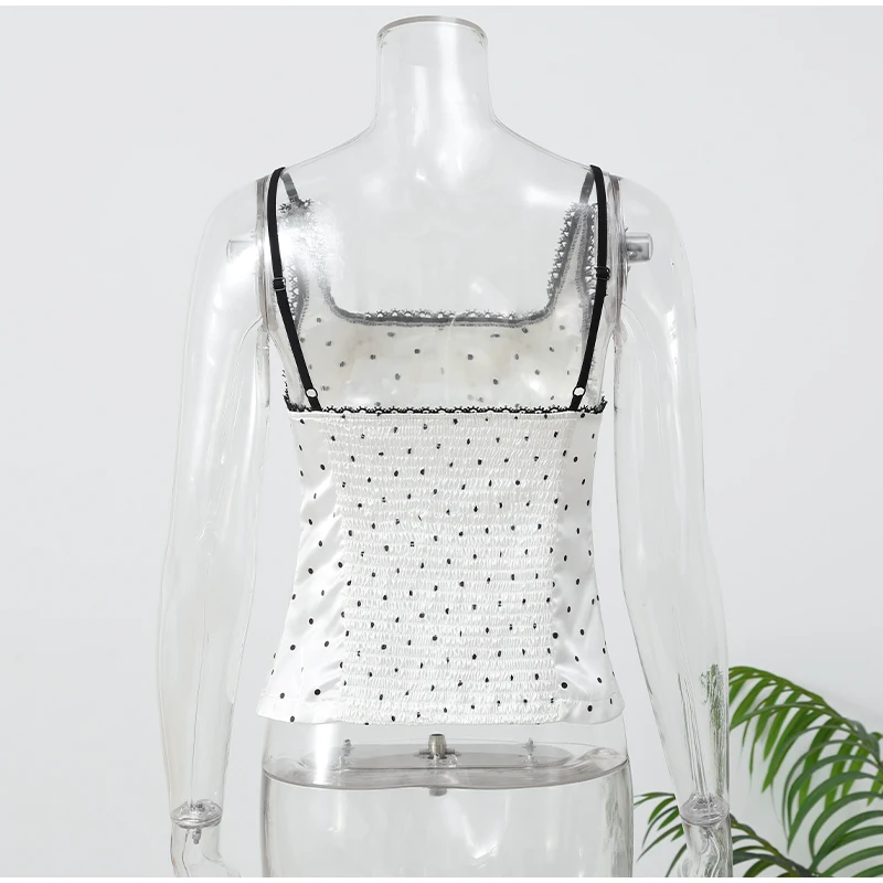 Vintage Polka Dot Backless Top Women