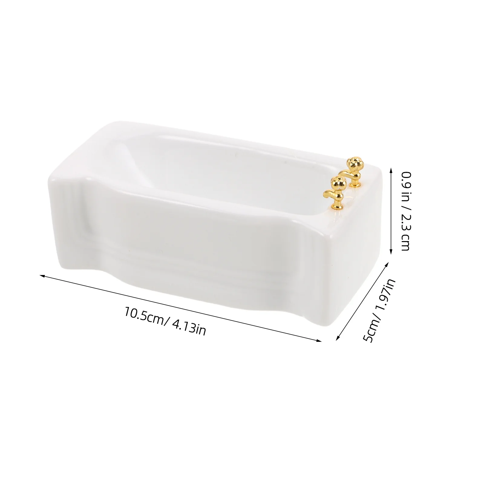 Dekoracyjna figurka do wanny, mini dekoracja do domku dla lalek, ceramiczna biała kwadratowa ozdoba łazienkowa