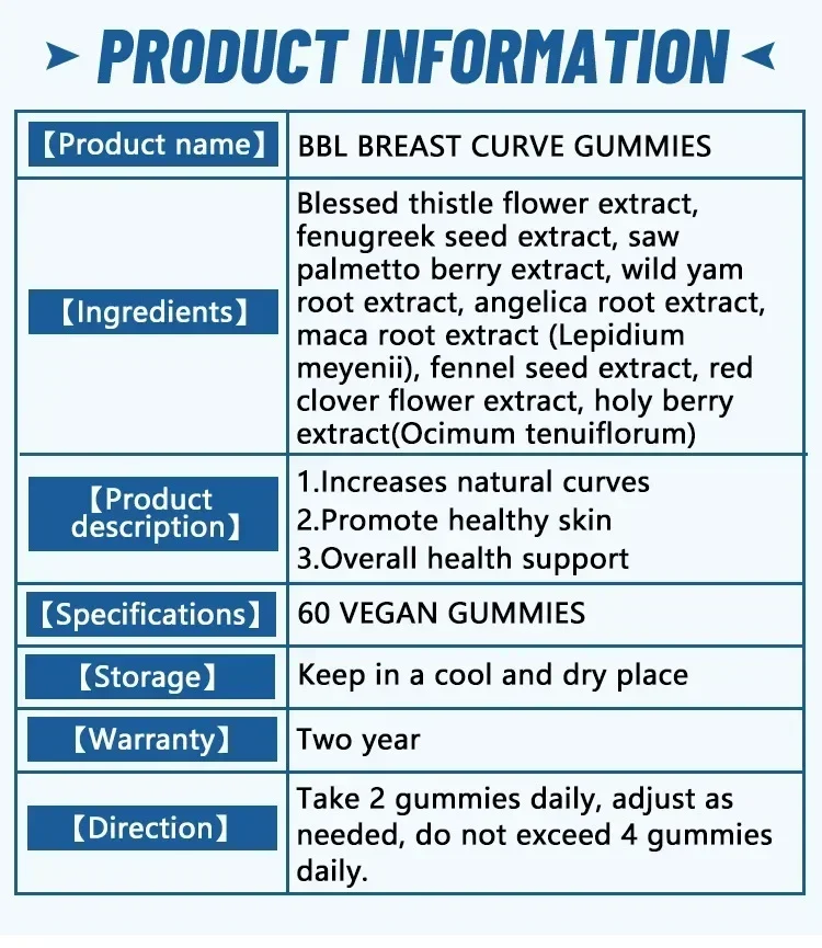 1 Bottle BBL Breast Curve Gummies Buttocks Butt Firming Breast Lifting