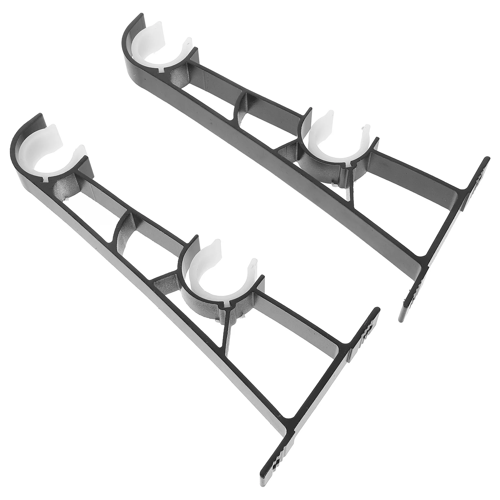 

2Pcs Curtain Rod Brackets Double Holder Heavy Load Support Wall Fixing for Layered Drapes Solid Iron Build Modern Style Finish