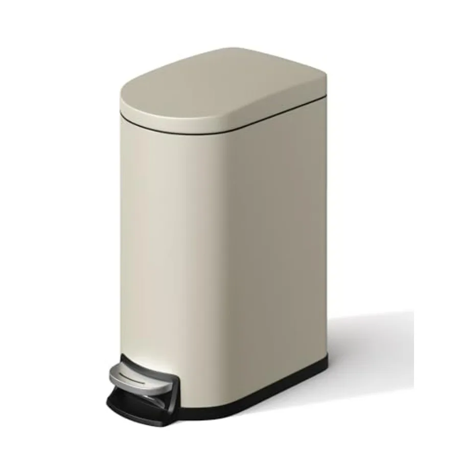 

Металлическая узкая водонепроницаемая урна для ванной комнаты с крышкой, 10 л (2,6 галлона), небольшой мусорный бак с внутренним ведром для спальни, с ножным педалью