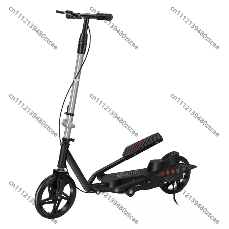 Dual Wing Pedals Foldable Scooter, Lightweight Portable Adult Commuter Scooter, Simple Structure Urban Daily Riding Scooter