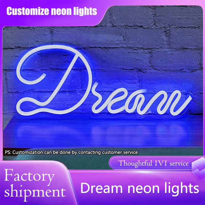 Dream Custom Led Name Sign Подарочный Настенный Декор Спальня Декор Персонализированный DIY Свадьба День Рождения Магазин 61,5X25CM Детали Для Мальчиков Девушка