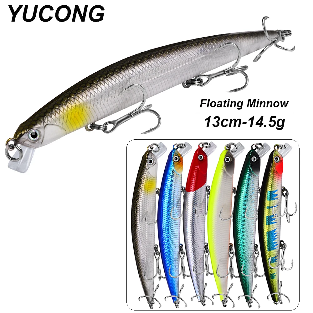 Yucong 1pc schwimmende Elritze Köder 14,5g-0,47 oz Long Casting Angel köder Top water Wobbler laute Cebos mit Zinn Farbe Haken Pesca