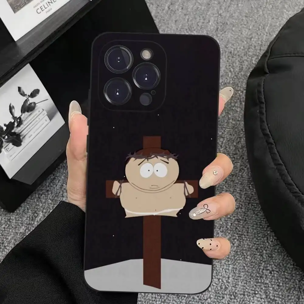 Etui na telefon Cartoon S-South-P-Park do iPhone'a 17,16,15,14,13,12,11,Plus,Pro Max,XS,X,XR,SE,Mini,8,7, miękki silikonowy czarny pokrowiec