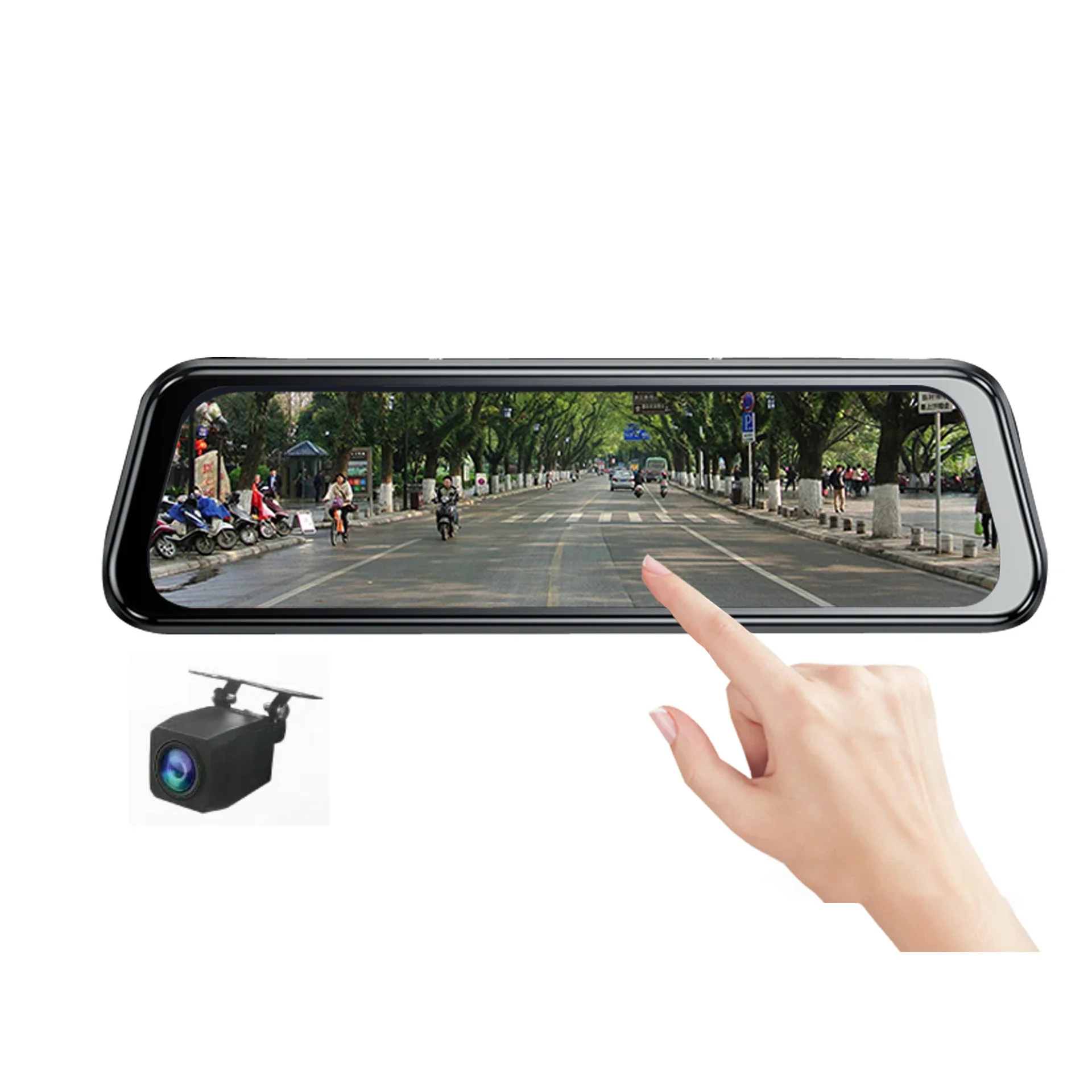 10-inch driving recorder high-definition car rearview mirror recorder dual-lens reversing streaming media car rearview recorder