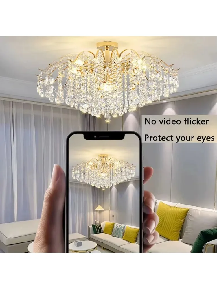 Franse plafondlampen Luxe kristallen hanglamp voor de woonkamer LED-interieur glans woondecoratie hanglamp - afbeelding 2
