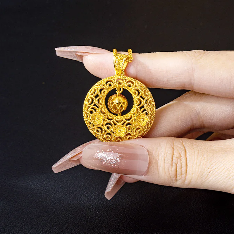 

Hollow Filigree Pendant Women's 24K Gold AU999 - Filigree-inlaid 3D hollow pendant, perfect for collection and souvenir