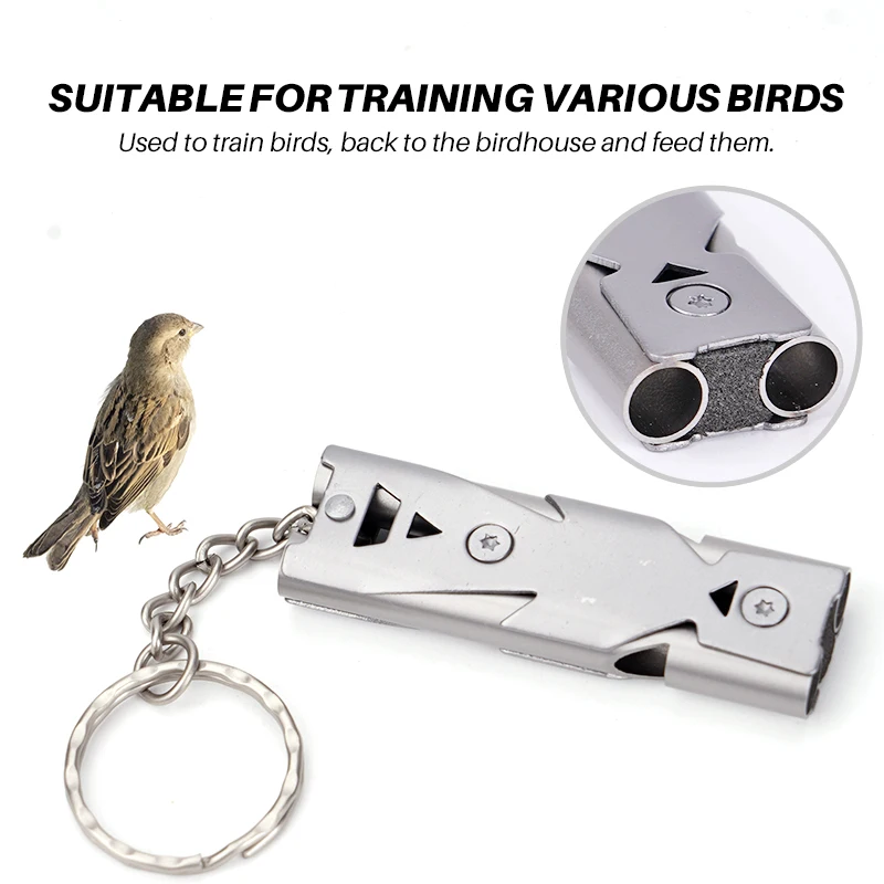 Pet Stainless Steel Bird Ultrasonic Training Whistle Outdoor Training Whistle Parrot Pigeon Return To Nest Pet Accessories 1Pcs