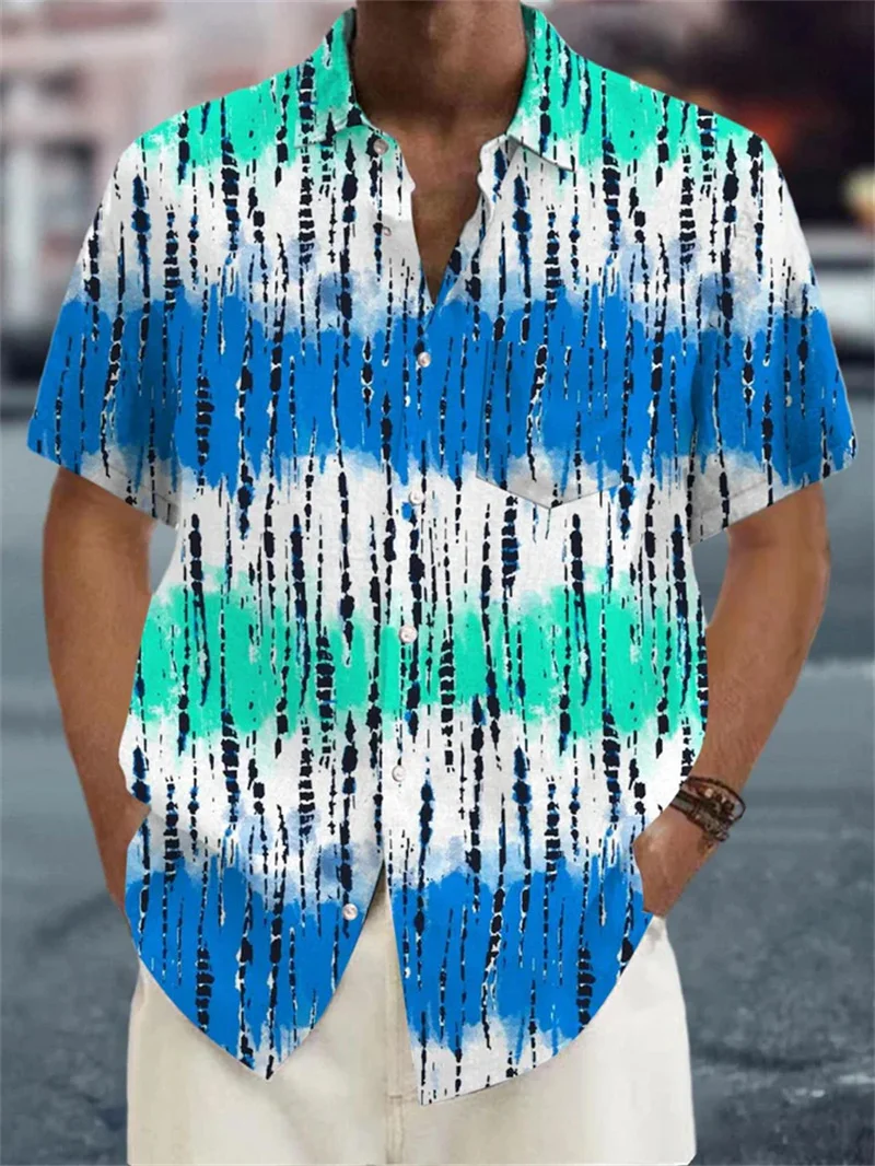 2025 American flag shirt men's 3D printed men's Hawaiian shirt beach short sleeved American top shirt