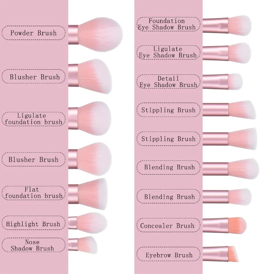 Ensemble de pinceaux de maquillage 22 pièces, Kit de maquillage avec étui, brosse de fond de teint en cheveux synthétiques doux de qualité supérieure, brosse anti-cernes, brosse de fard à paupières Tra
