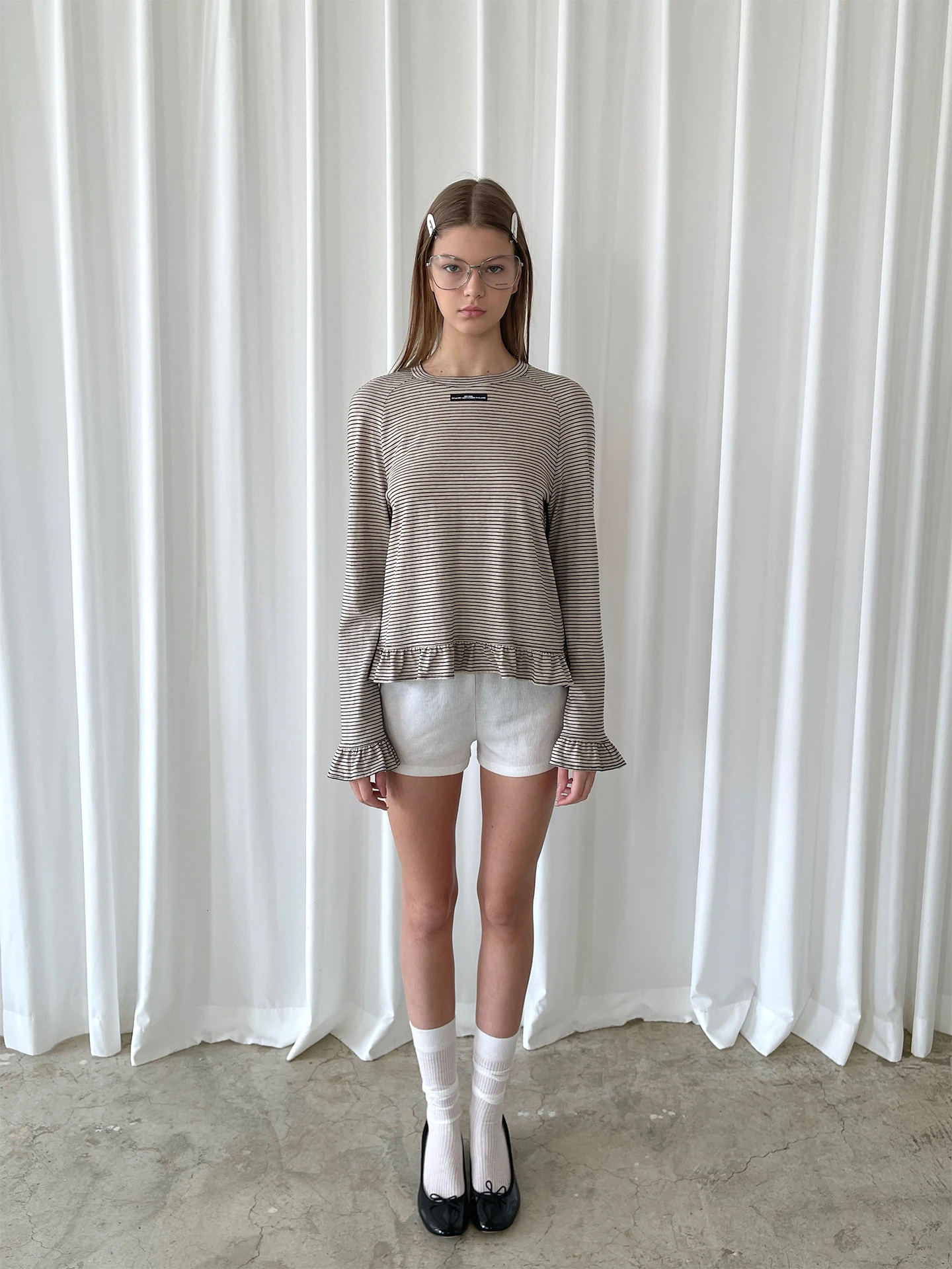 

Футболка PFF GIRL Wave с полосатым логотипом, хлопковая, с длинными рукавами, повседневная, дышащая, удобная, с круглым вырезом, весенняя, модная, женская.